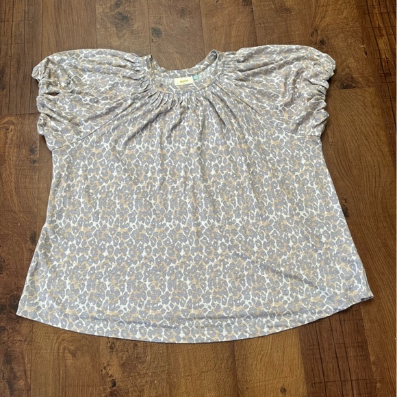 Maeve by Anthropologie animal print blouse Sz 3X SS short sleeve shirt - Picture 1 of 5